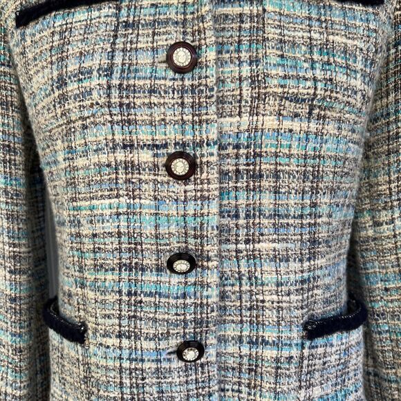 Lady Jacket blue tweed cameo buttons size 2 - Picture 5 of 11